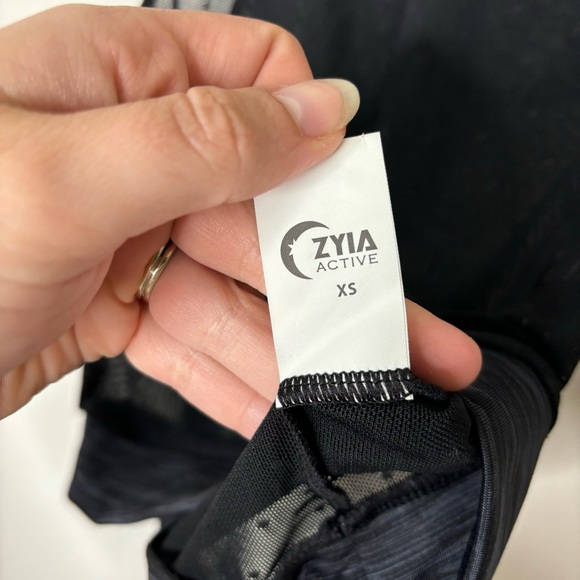 ZYIA Active Women's Calm Luxe High Neck Mesh Tank Top Polka Dot Black XS - Picture 4 of 7